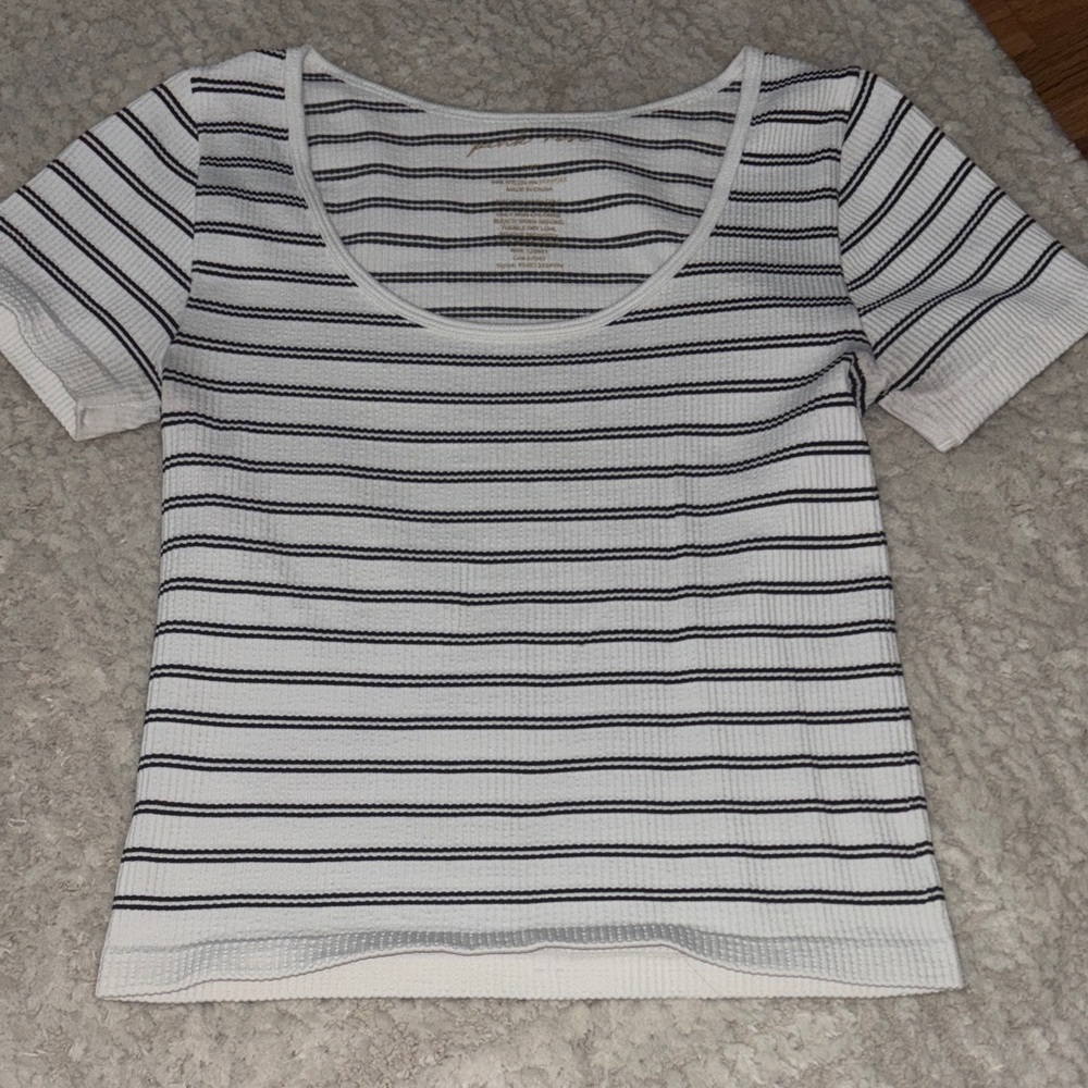 Striped White and Black Women's Top
